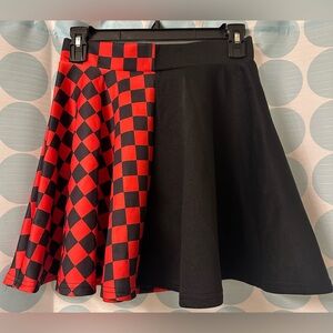 NWT Micas Check Color-block Mini Skirt, Red/Black, Medium